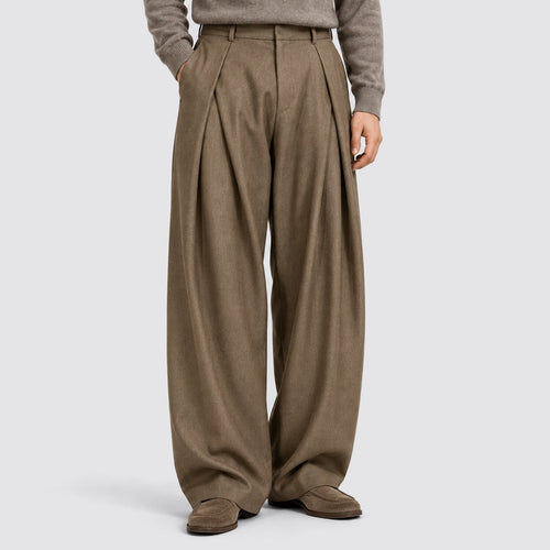 Men's Classic High-Waist Pleated Wide Leg Trousers