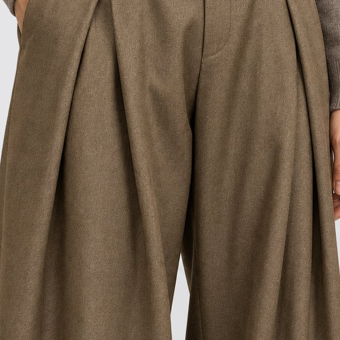 Men's Classic High-Waist Pleated Wide Leg Trousers