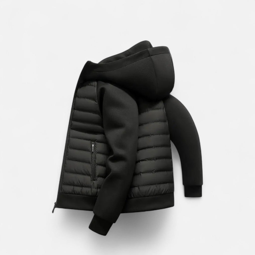 Men's Relaxed Quilted Panel Hooded Down Jacket
