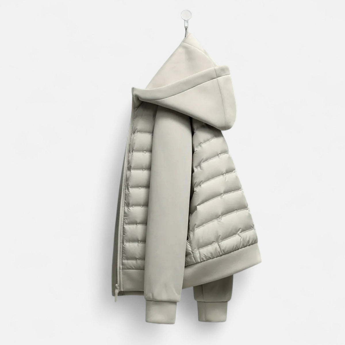 Men's Relaxed Quilted Panel Hooded Down Jacket