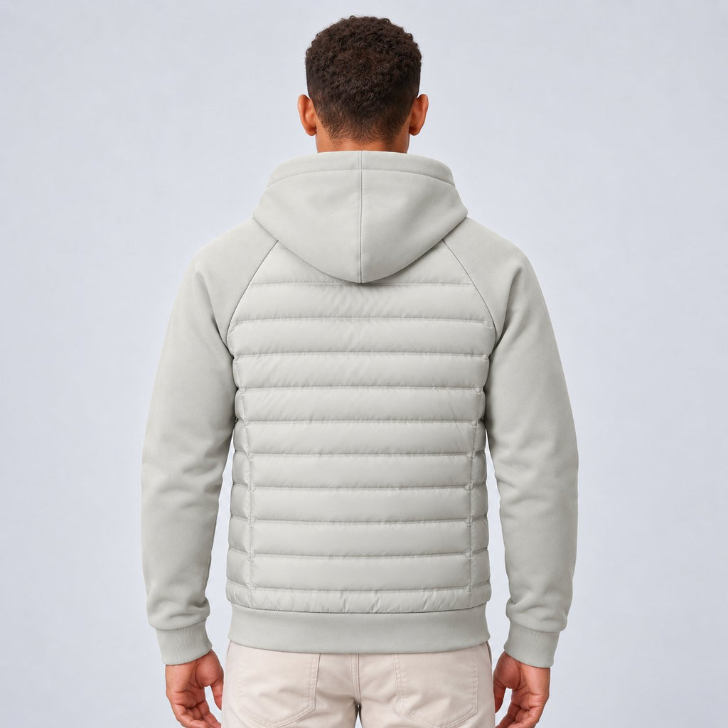 Men's Relaxed Quilted Panel Hooded Down Jacket