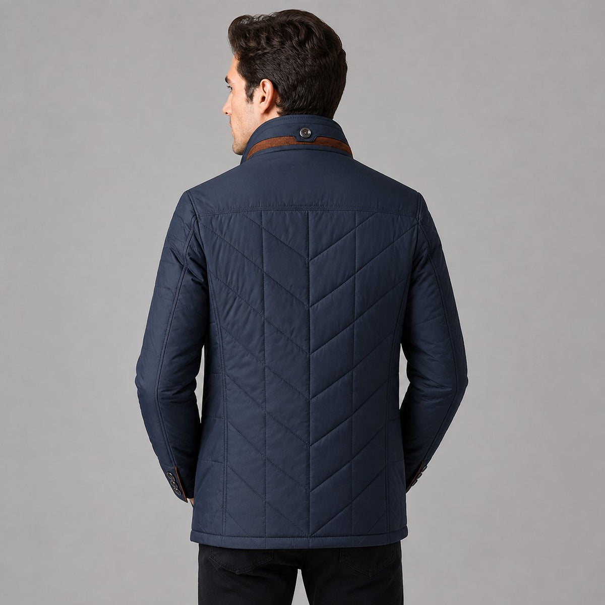 Men's Polished Quilted Stand Collar Jacket