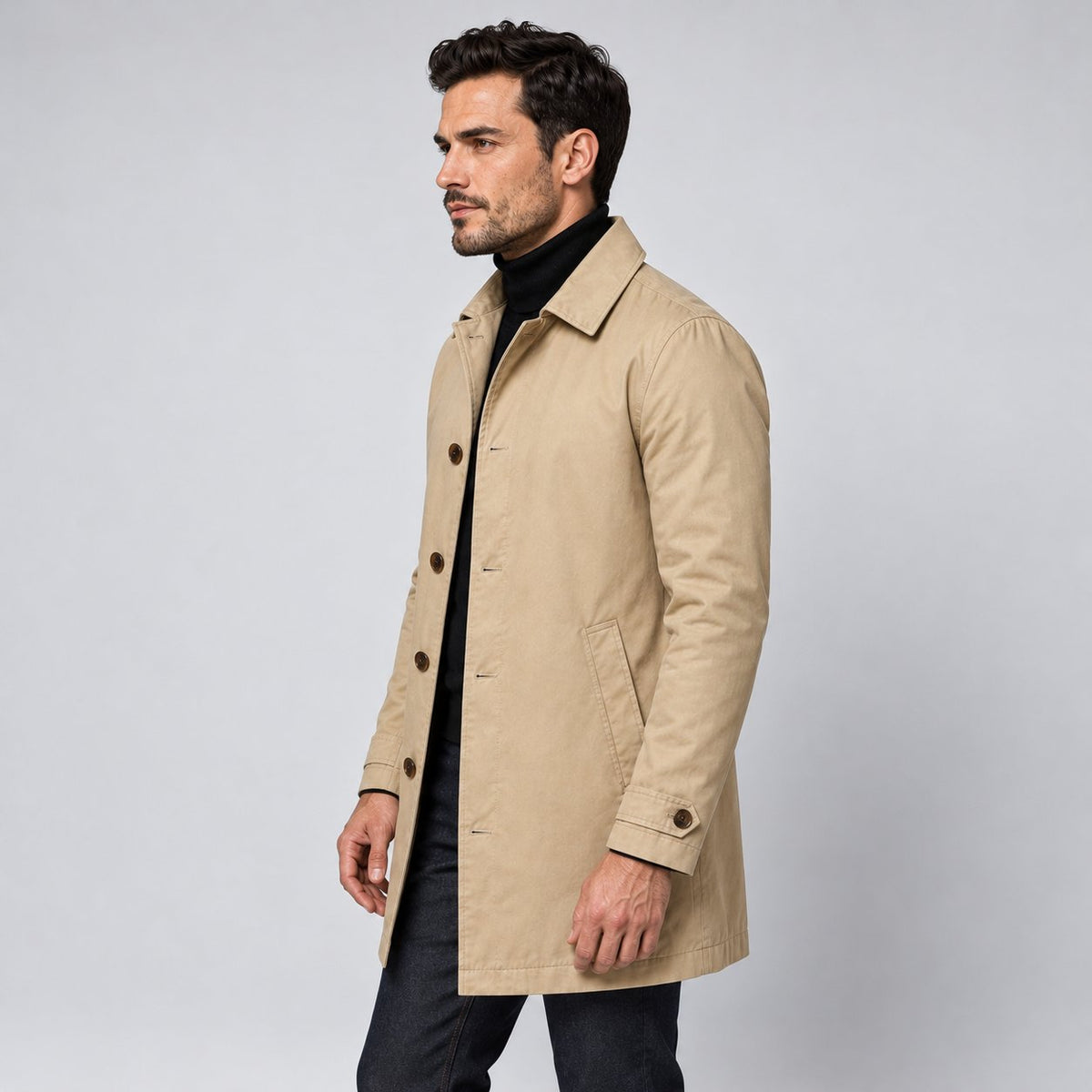 Men's Refined Longline Button-Front Coat