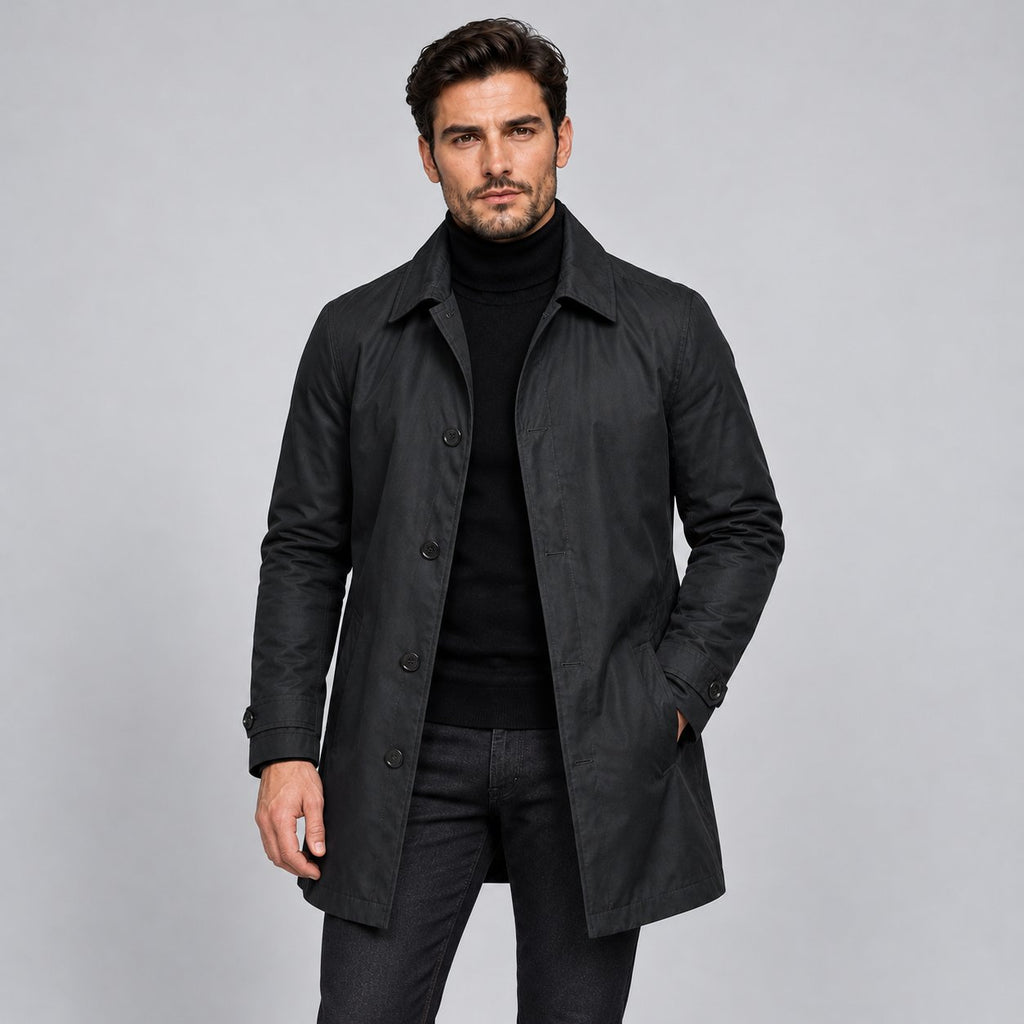 Men's Refined Longline Button-Front Coat