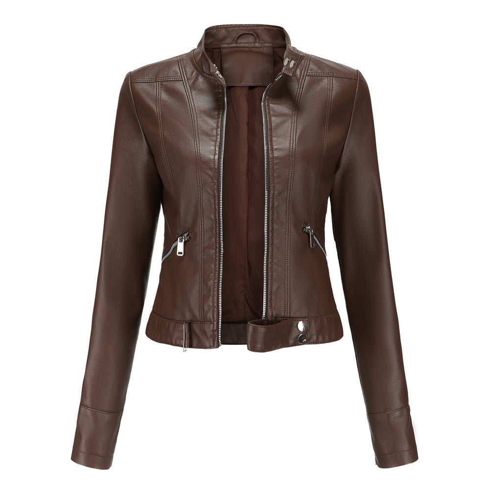Women's Polished Belted Faux Leather Jacket