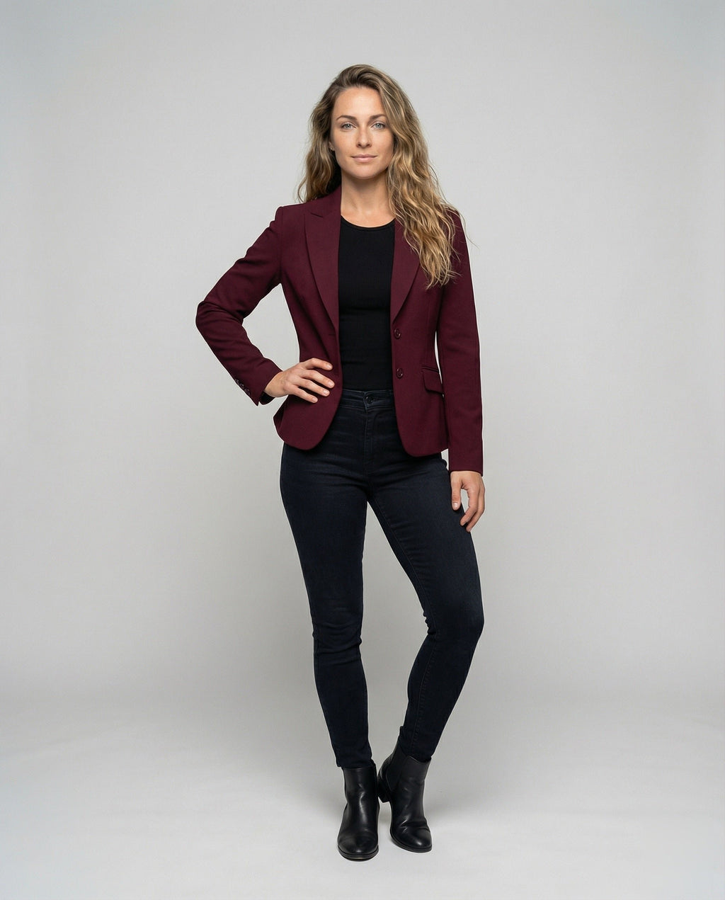 Women's Polished Peplum Notch Lapel Blazer