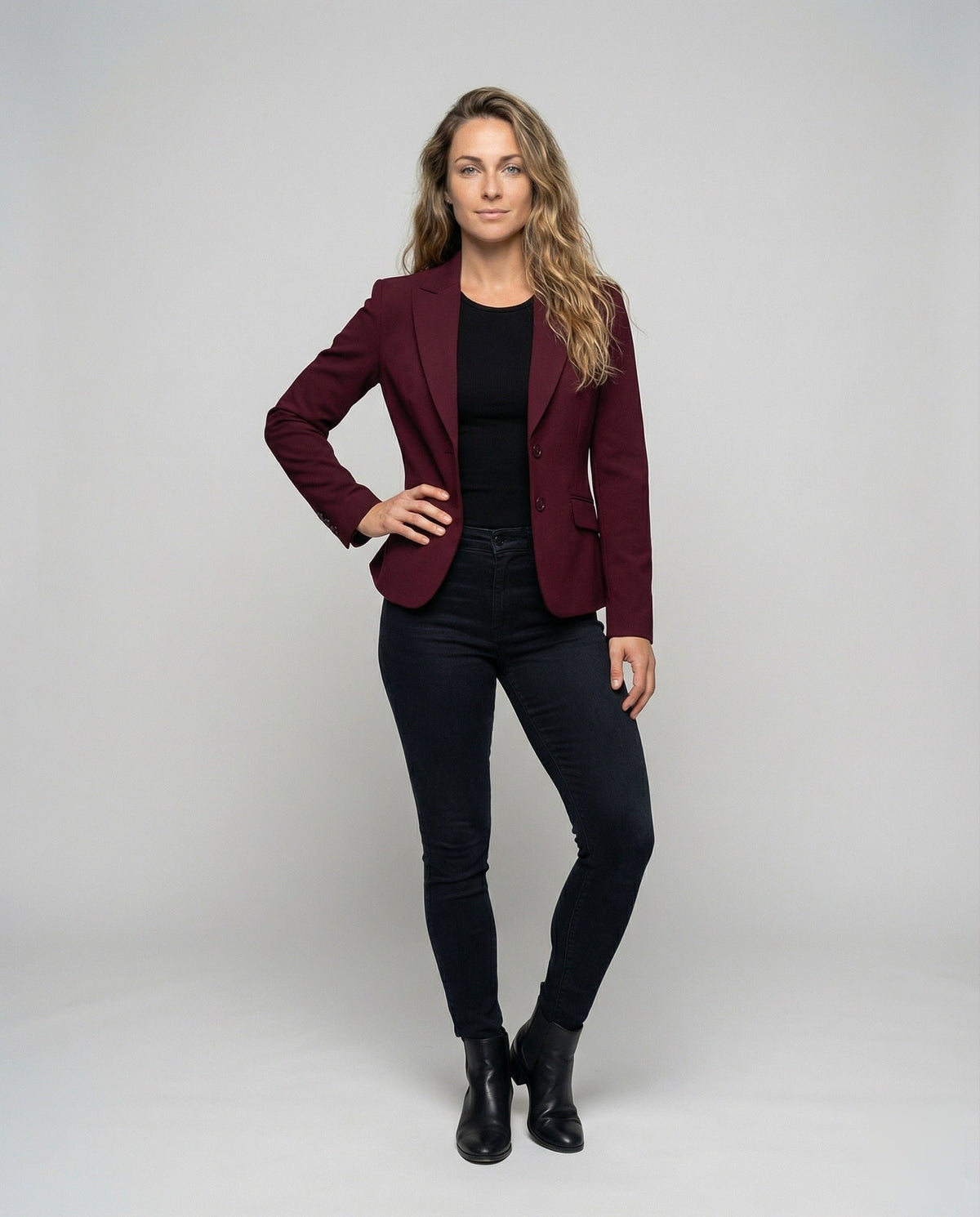 Women's Polished Peplum Notch Lapel Blazer