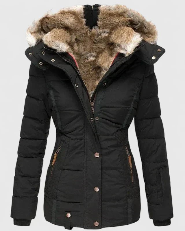 Women's Cosy Fur Hood Quilted Coat