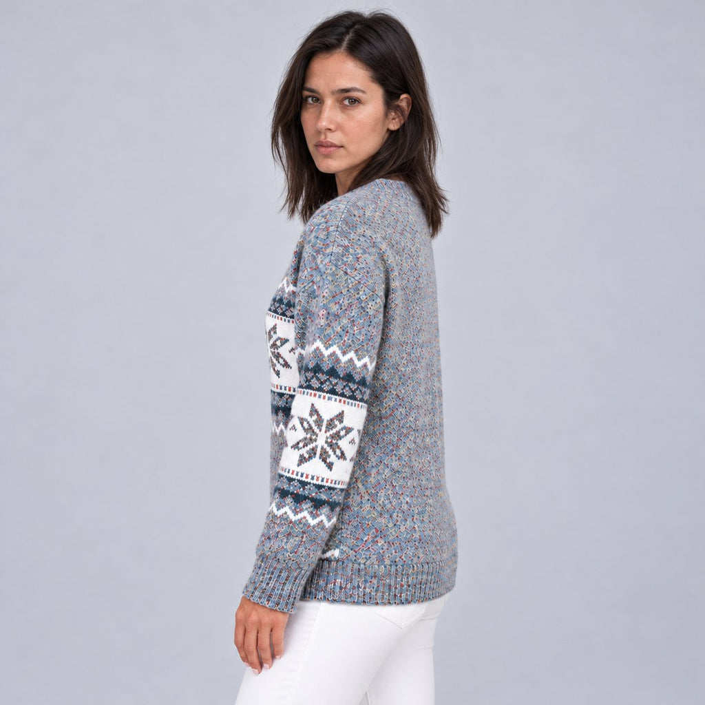 Women's Charming Snowflake Fair Isle Crew Neck Jumper