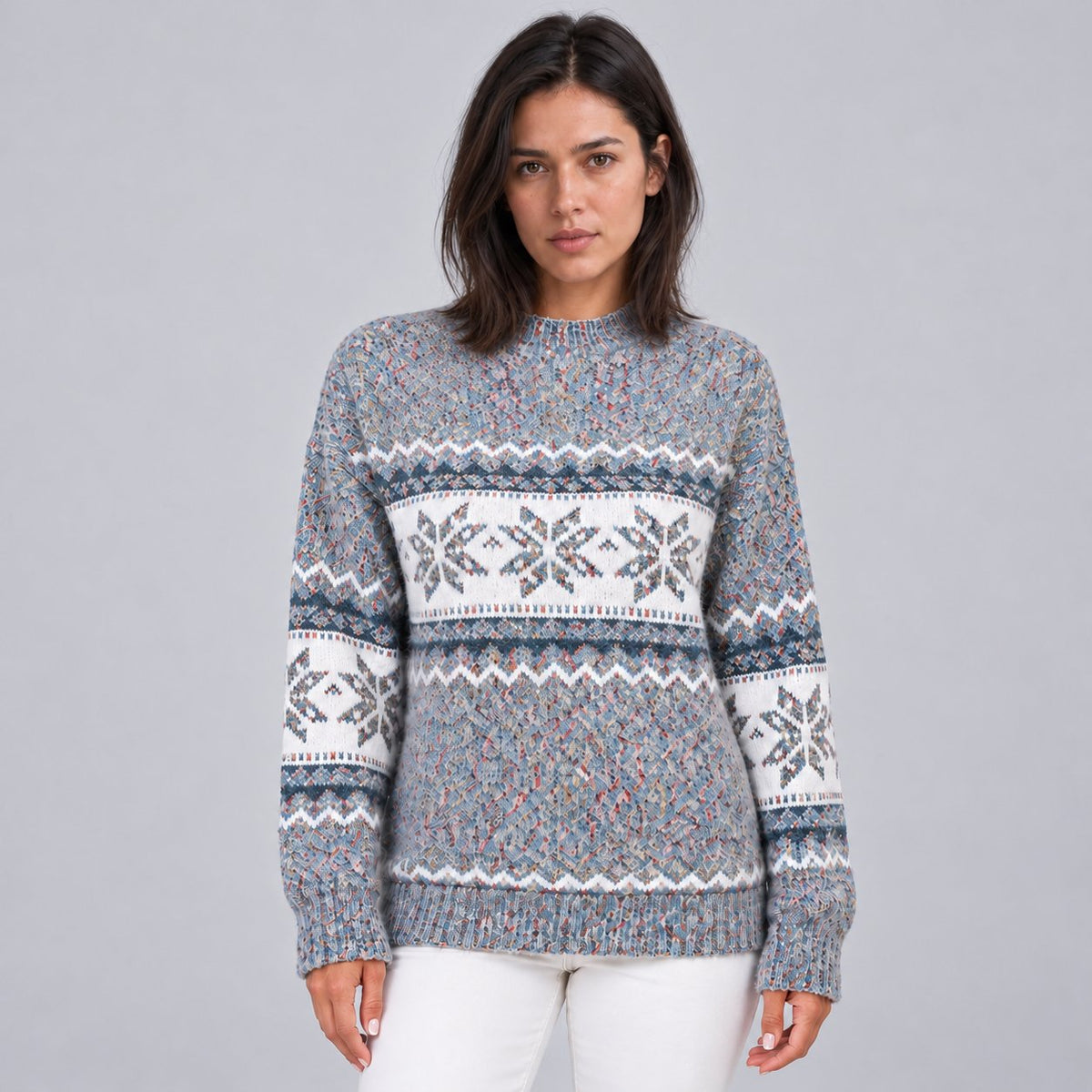 Women's Charming Snowflake Fair Isle Crew Neck Jumper