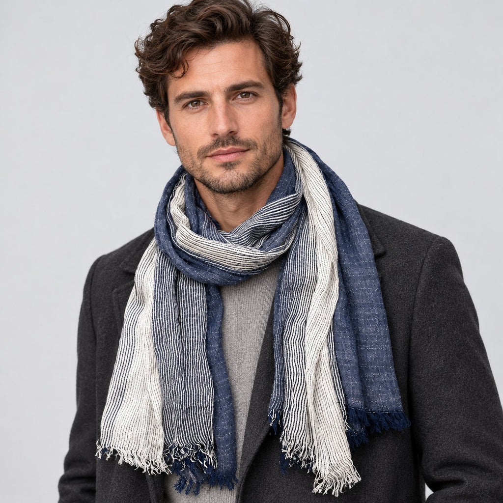 Men's Relaxed Crinkle Two-Tone Scarf