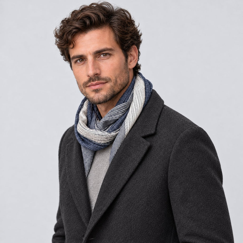Men's Relaxed Crinkle Two-Tone Scarf