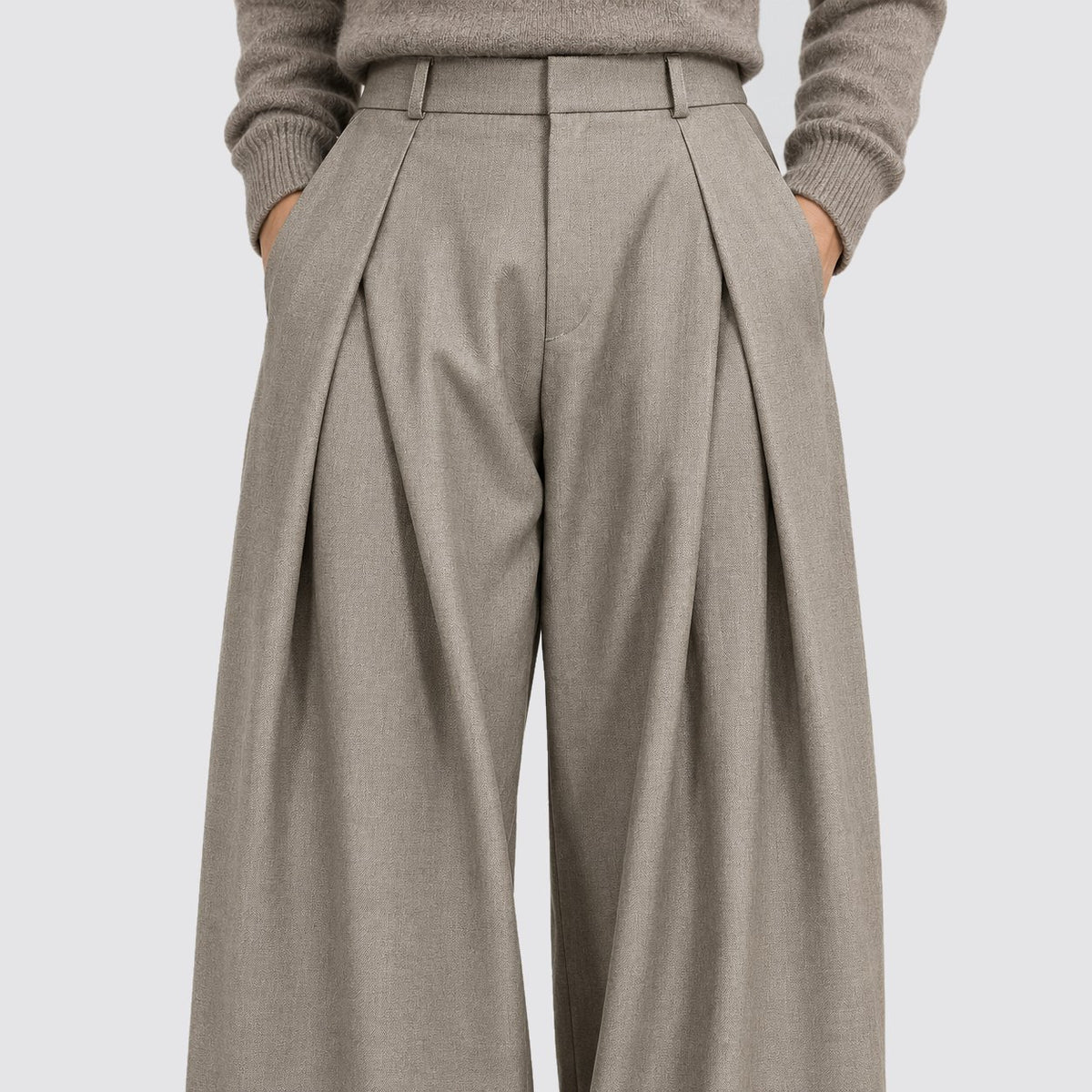 Men's Sophisticated High-Waist Pleated Wide-Leg Trousers