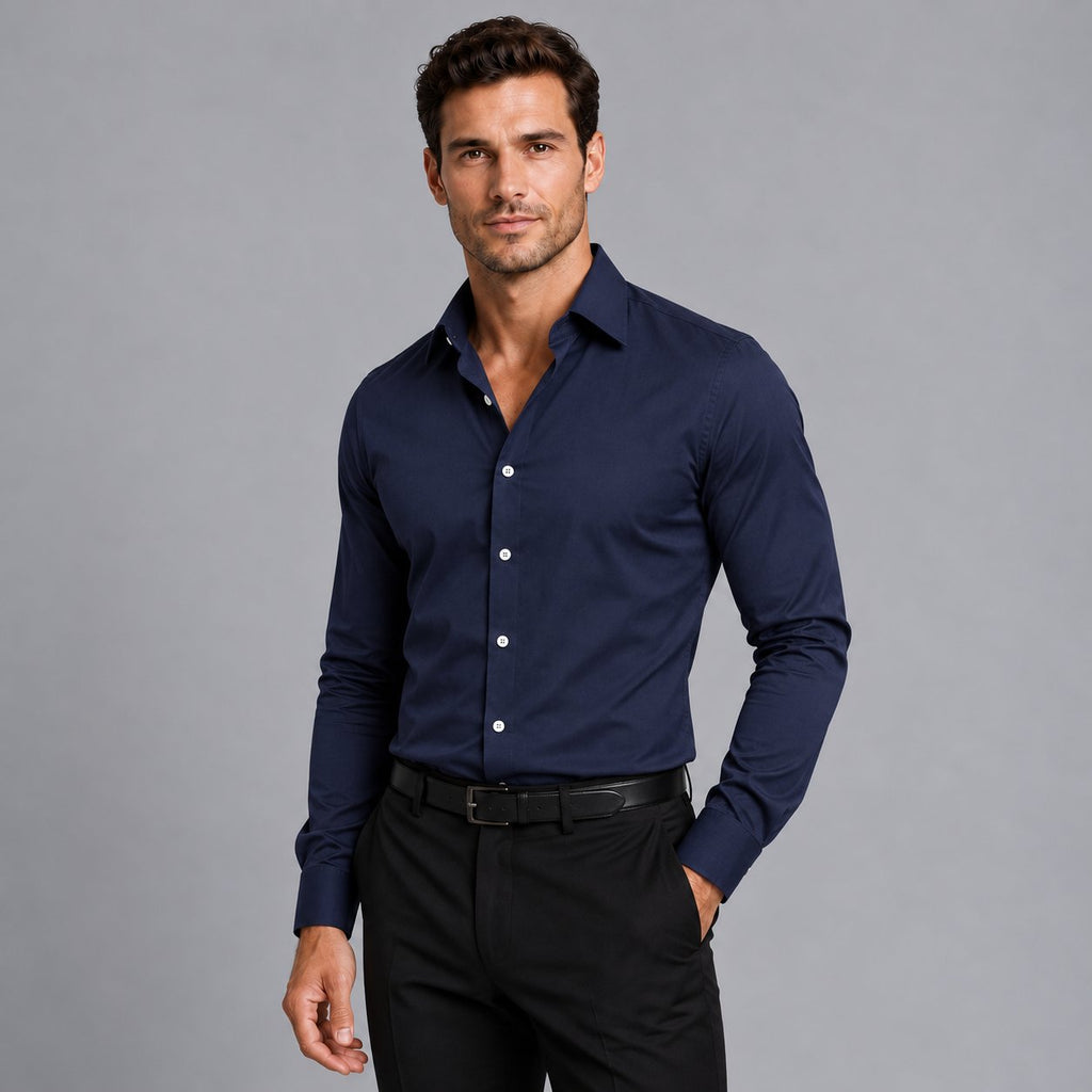 Men's Sophisticated Slim Fit Satin-Look Stretch Shirt
