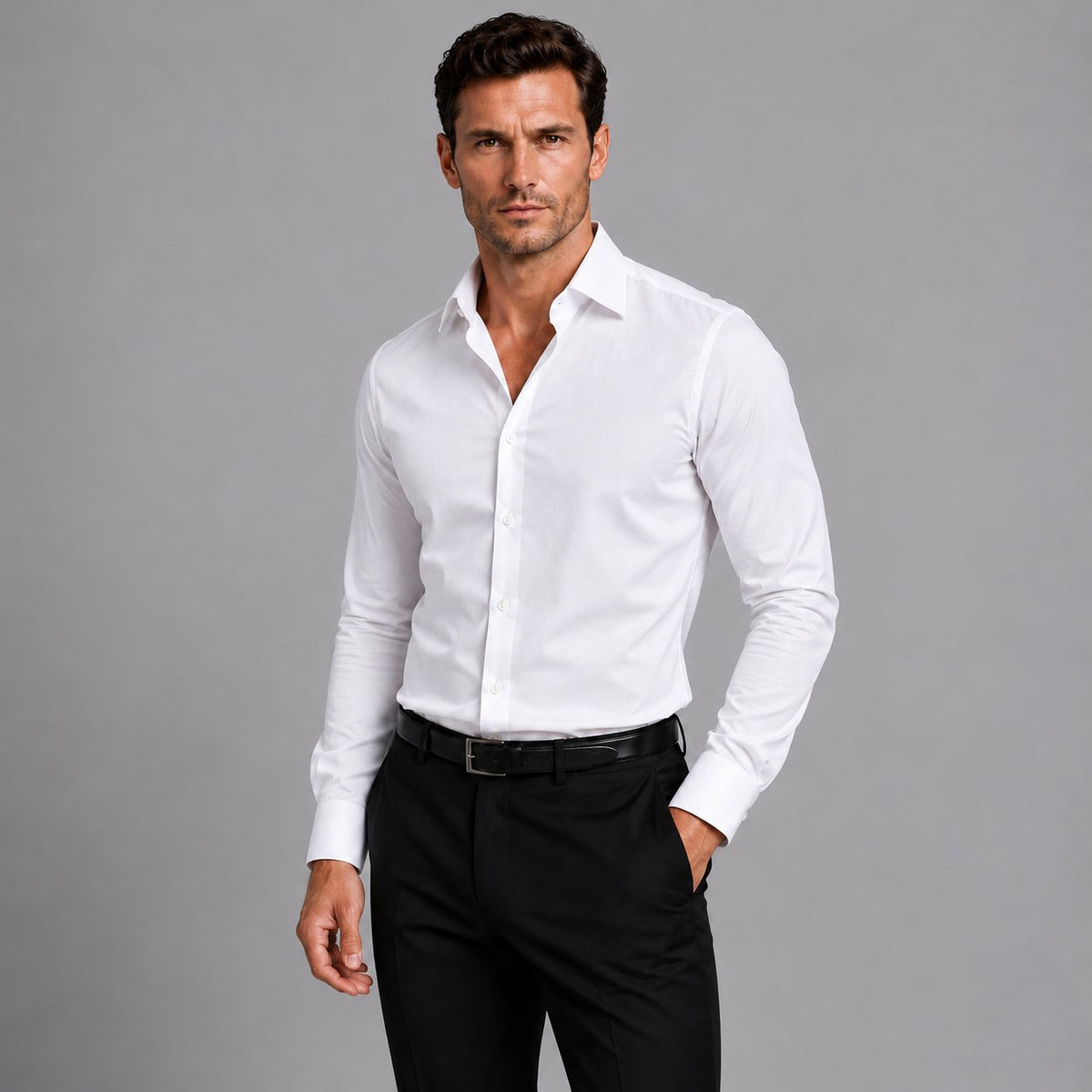 Men's Sophisticated Slim Fit Satin-Look Stretch Shirt