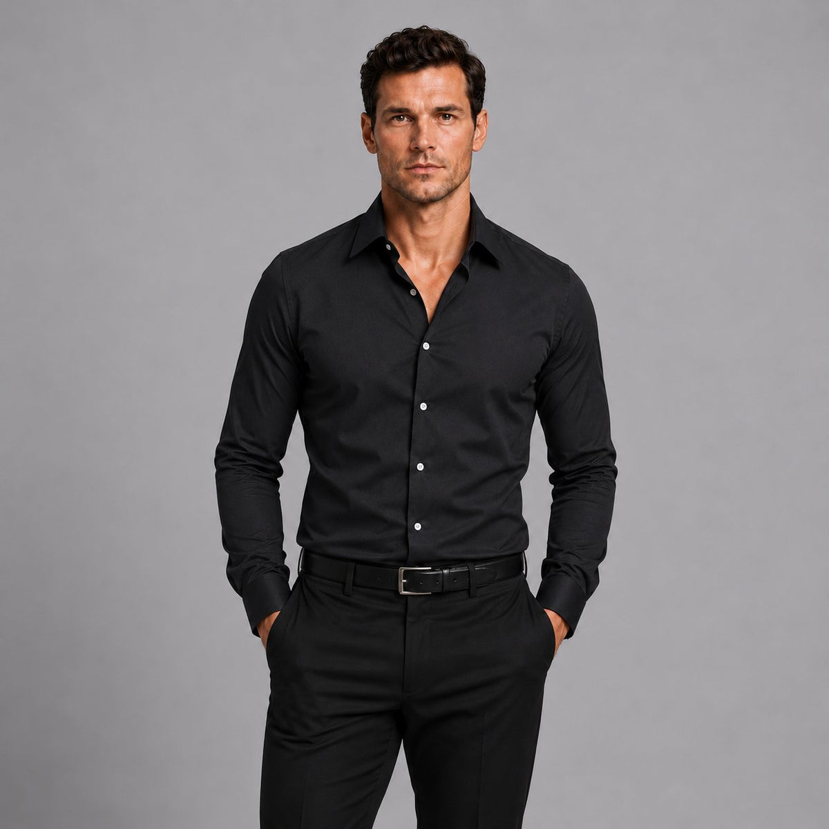 Men's Sophisticated Slim Fit Satin-Look Stretch Shirt