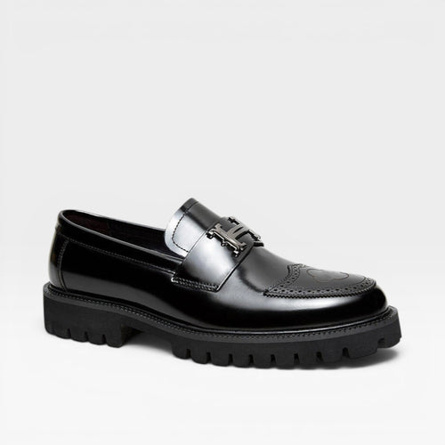 Men's Chunky Leather Loafers – Modern Slip On Smart Casual Dress Shoes