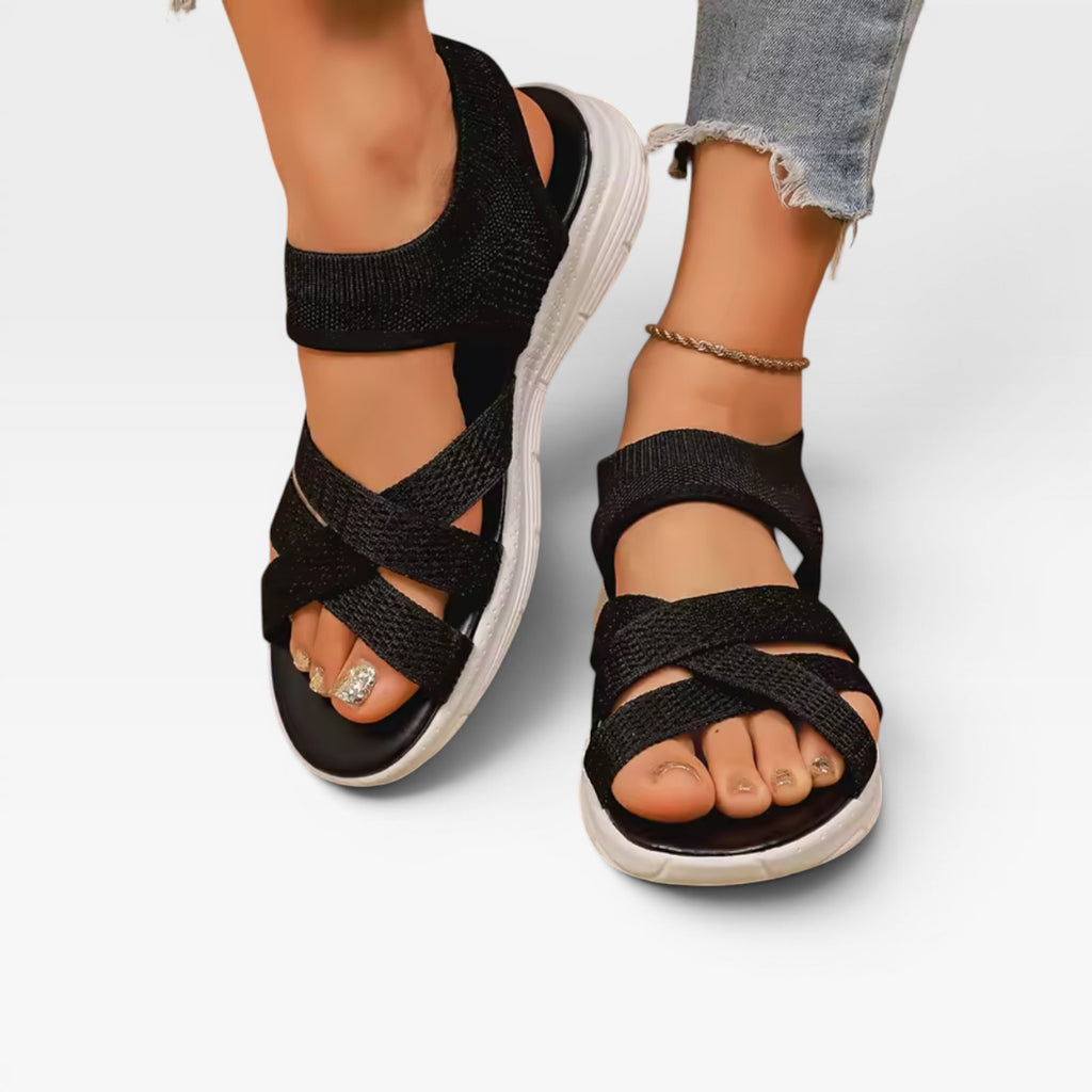 Women's Walking Sandals – Comfortable Cross Strap Cushioned Summer Slides
