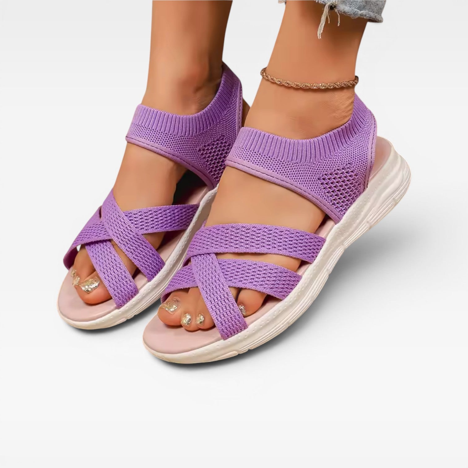 Women's Walking Sandals – Comfortable Cross Strap Cushioned Summer Slides