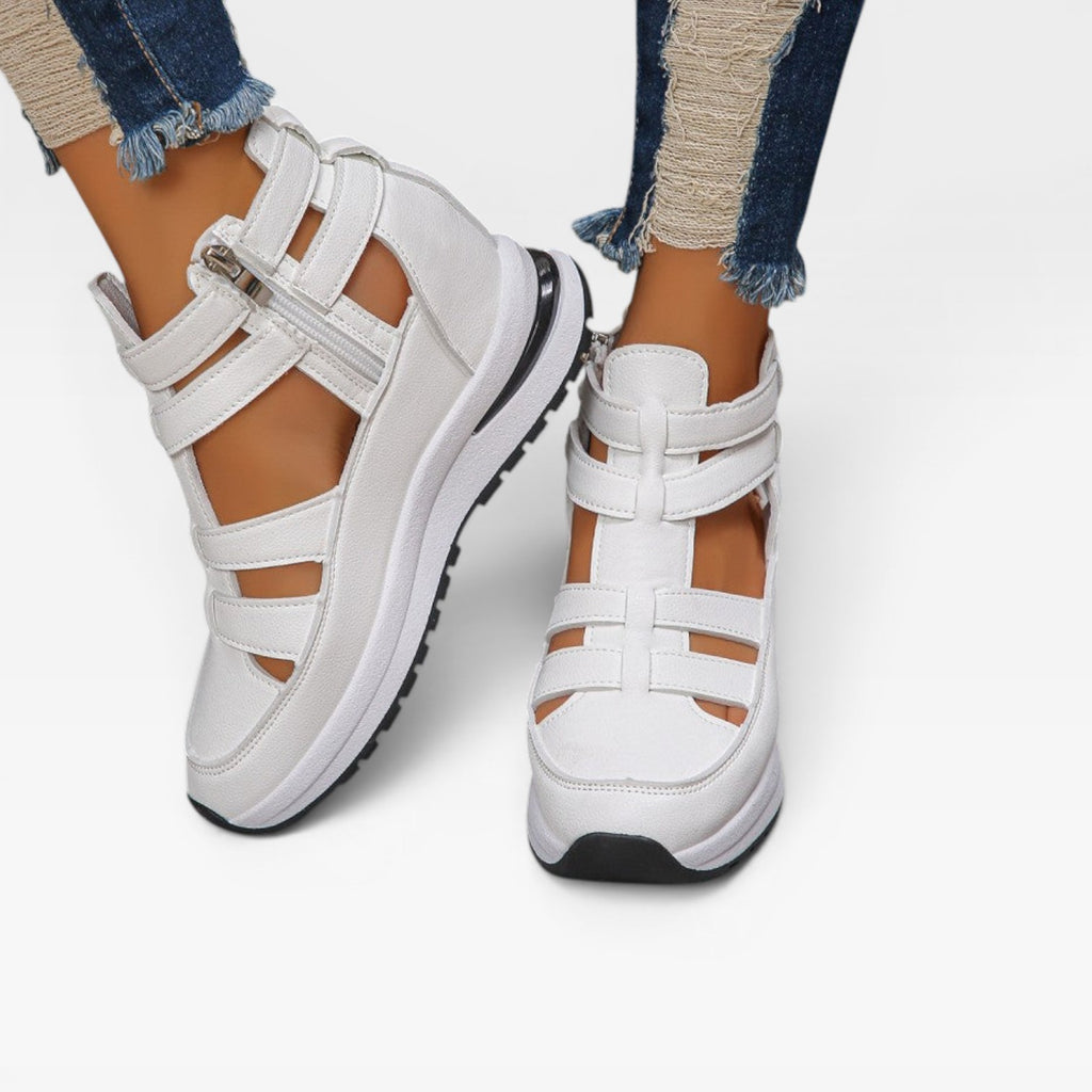 Women's Platform Wedge Sandals – Cut Out Strap High Top Sneakers