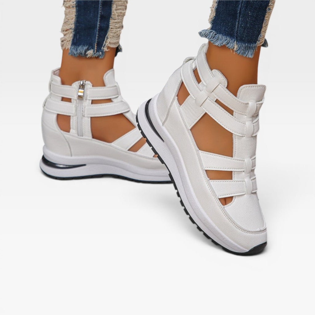 Women's Platform Wedge Sandals – Cut Out Strap High Top Sneakers