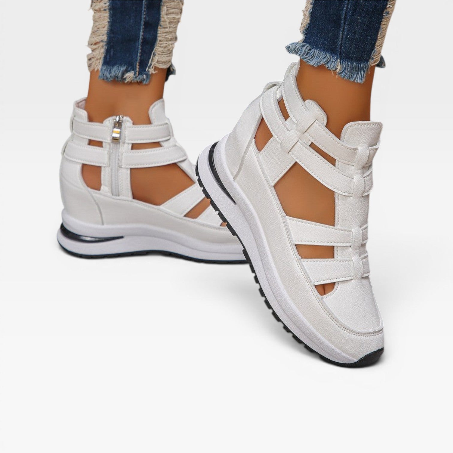 Women's Platform Wedge Sandals – Cut Out Strap High Top Sneakers