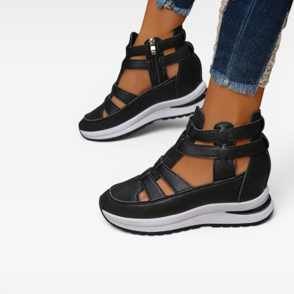 Women's Platform Wedge Sandals – Cut Out Strap High Top Sneakers