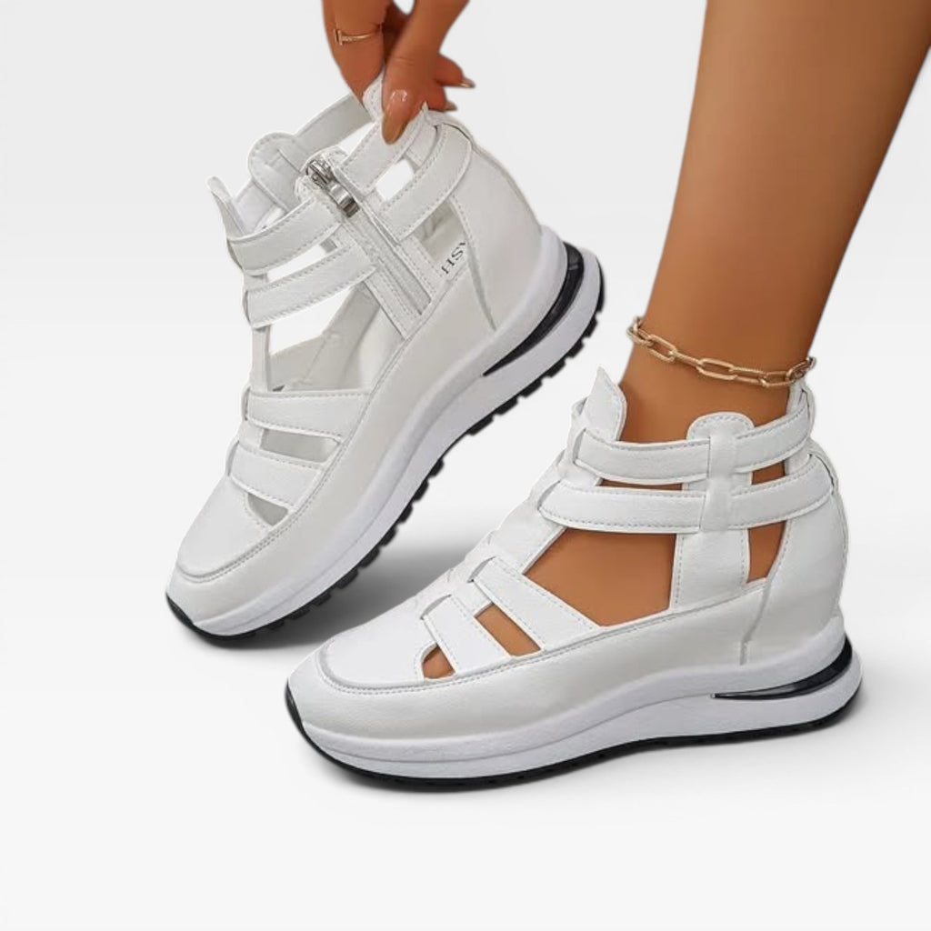 Women's Platform Wedge Sandals – Cut Out Strap High Top Sneakers