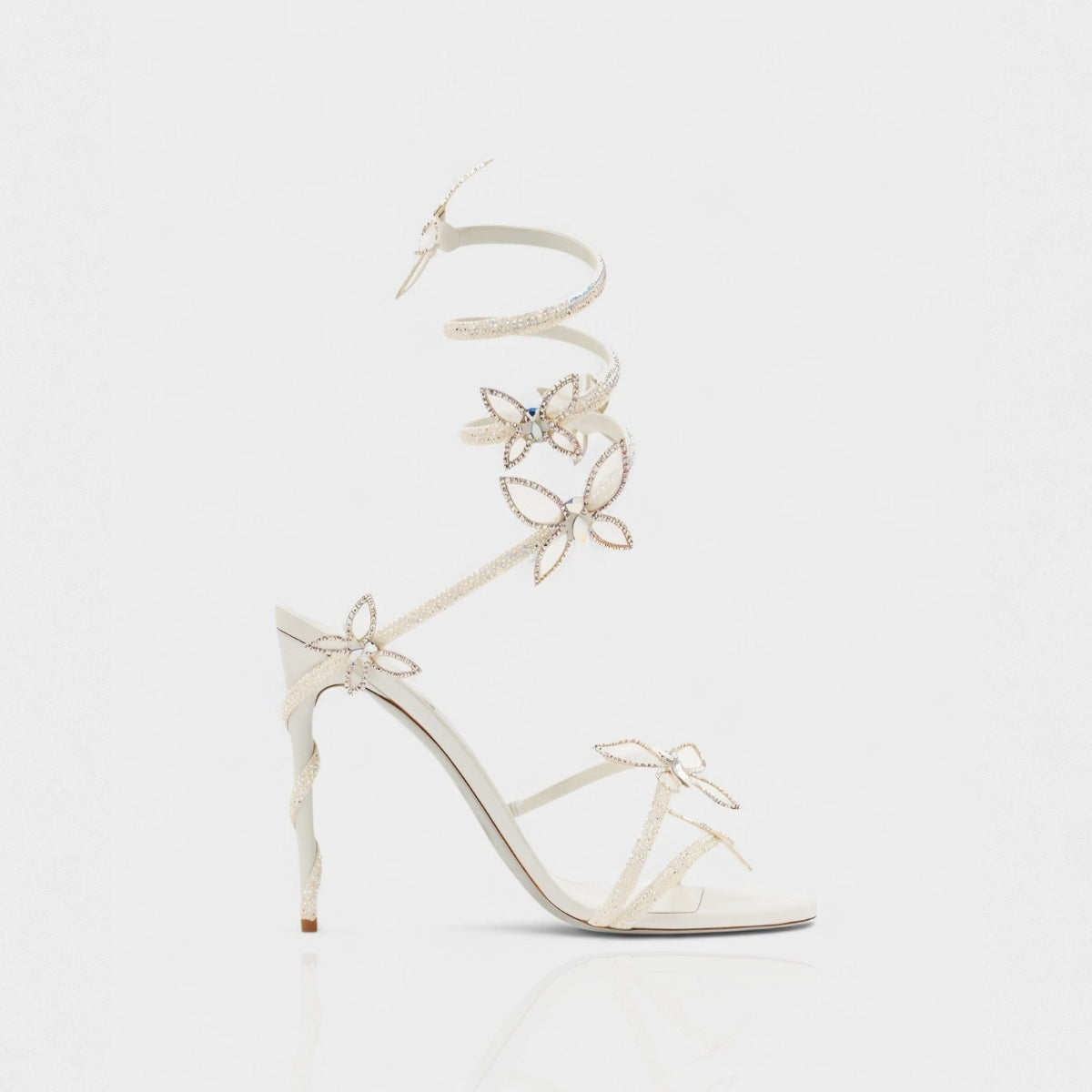 Women's Crystal Butterfly Spiral Heels – Elegant Strappy Sandals for Special Occasions