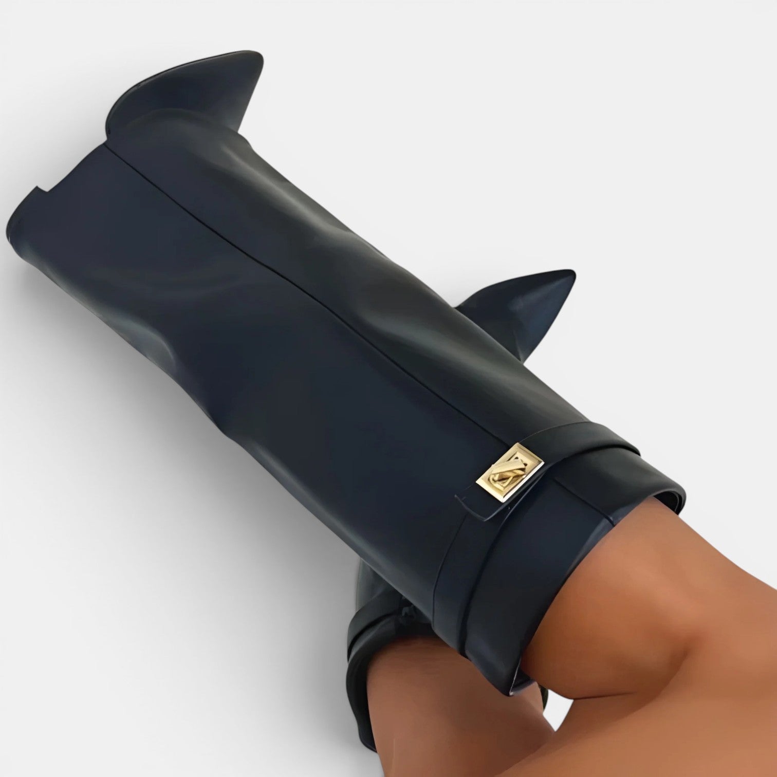 Bottes pantalons repliables pour femmes – Style élégant à bout pointu en daim avec talon bloc montant jusqu’au genou