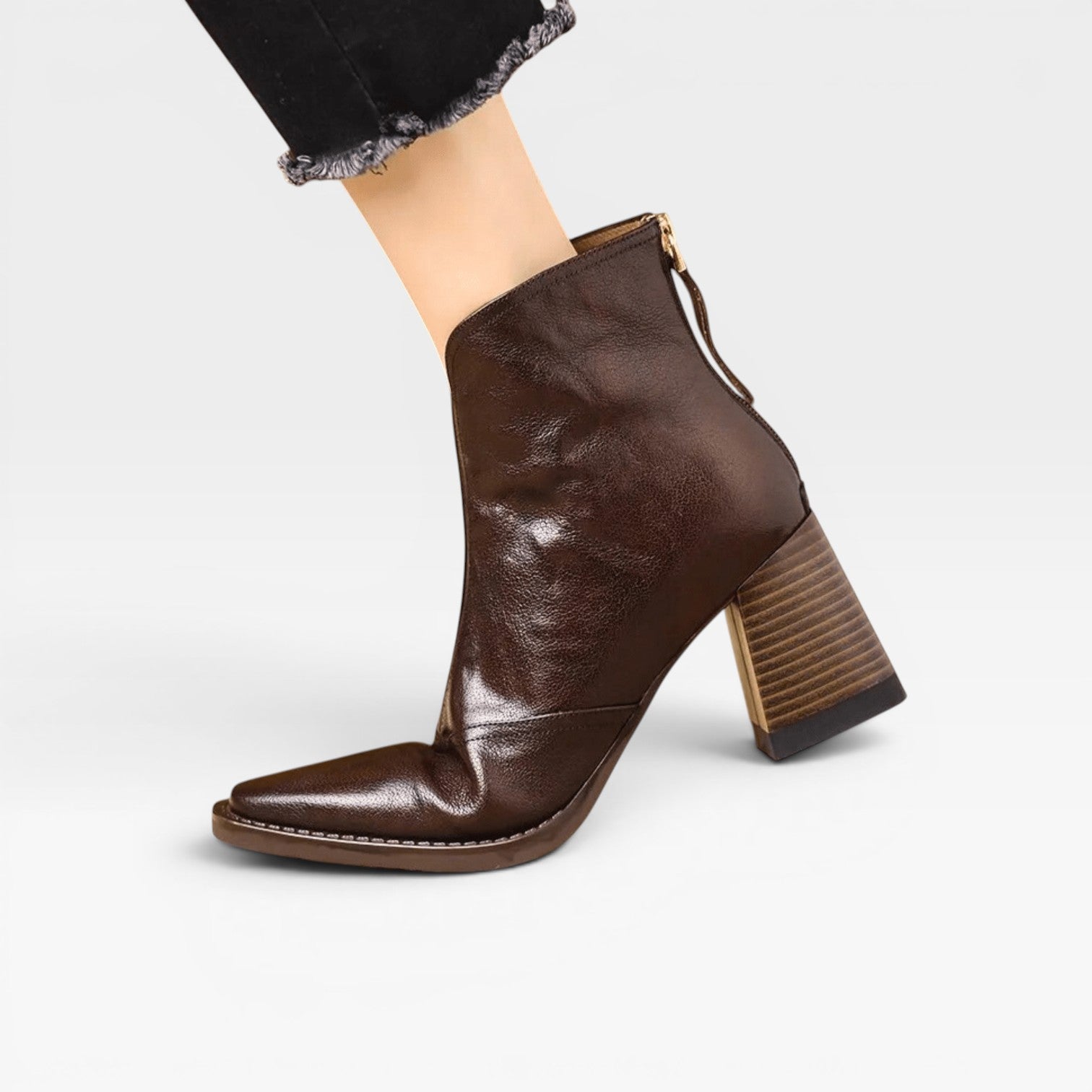 Women's Ankle Boots – Elegant Square Toe Chunky Block Heel Slip On Style