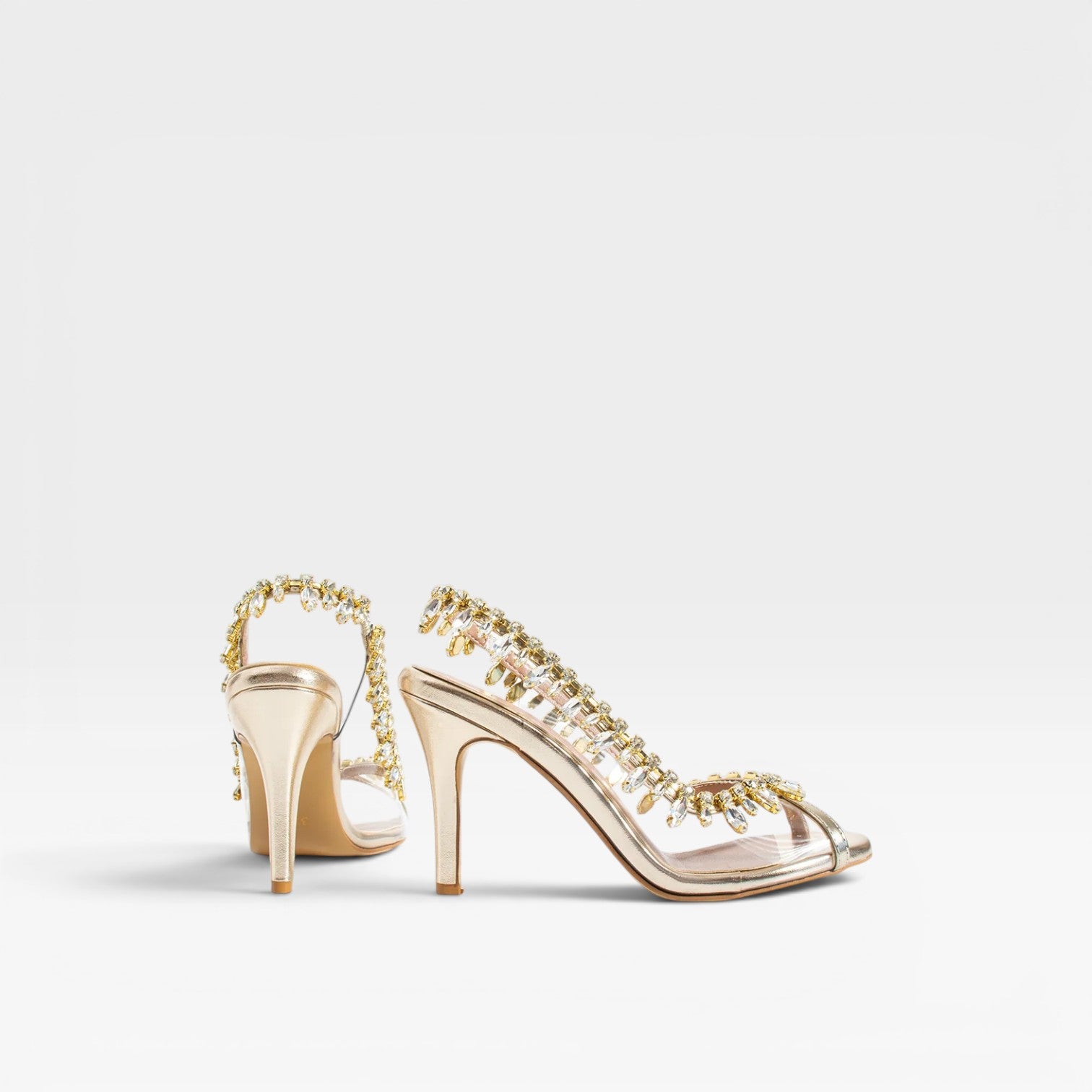 Escarpins à talons chaînes en cristal pour femmes – Talons aiguilles métalliques argentés élégants à lanières pour invitées de mariage et occasions spéciales